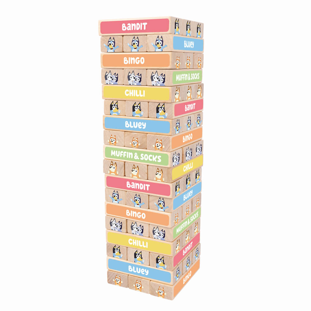 Bluey Wooden Tumbling Tower 54-Piece Activity Toy Playset