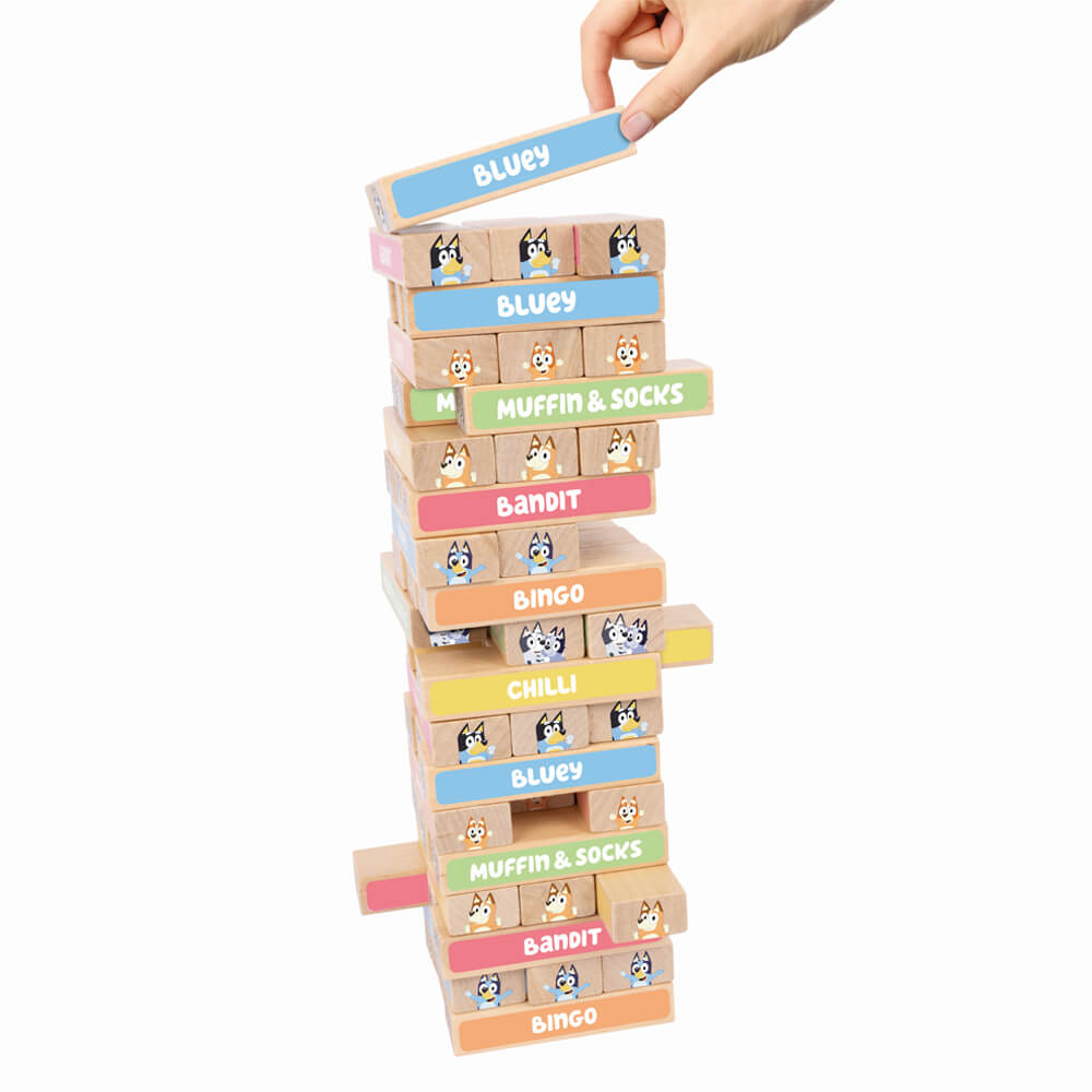 Bluey Wooden Tumbling Tower 54-Piece Activity Toy Playset