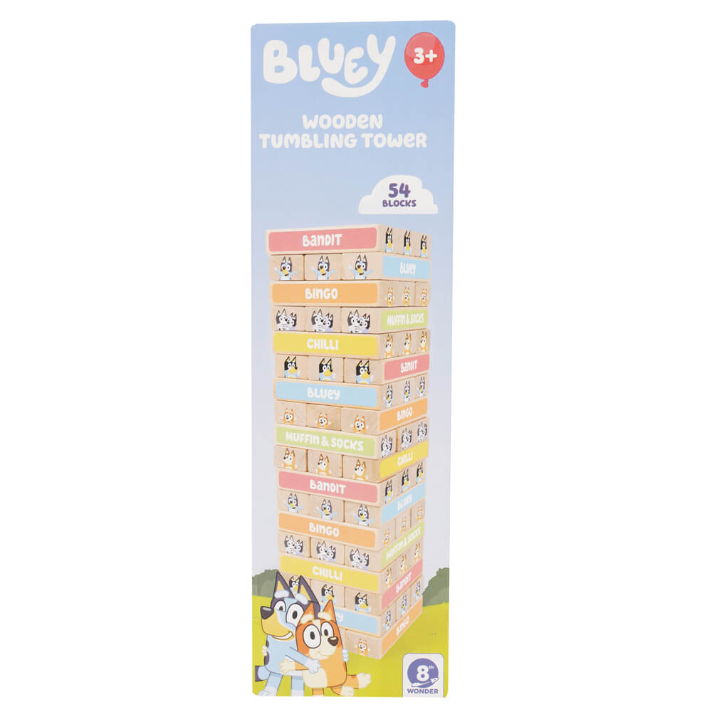 Bluey Wooden Tumbling Tower 54-Piece Activity Toy Playset