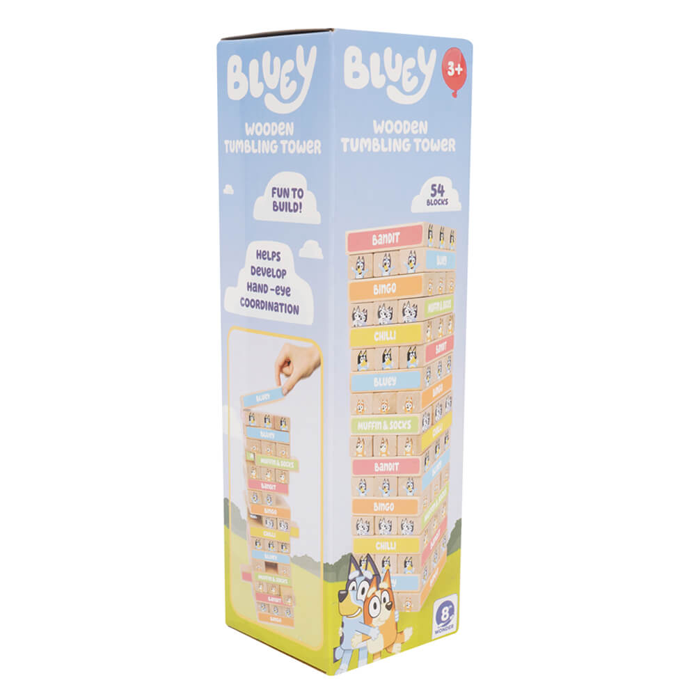 Bluey Wooden Tumbling Tower 54-Piece Activity Toy Playset
