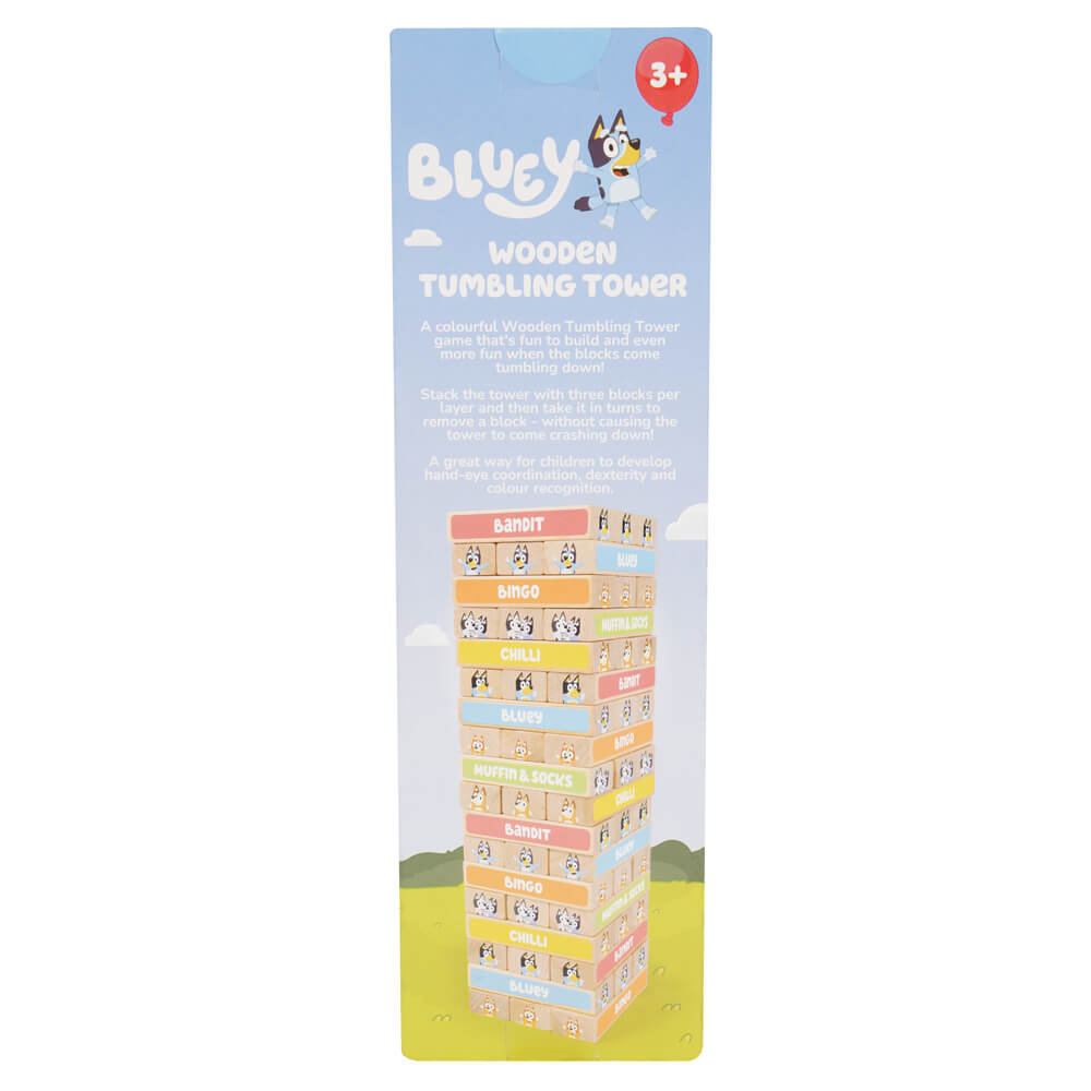 Bluey Wooden Tumbling Tower 54-Piece Activity Toy Playset