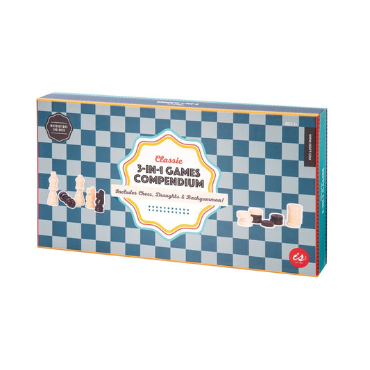 IS GIFT Classic 3 In 1 Games Compendium - Chess Draughts Backgammon