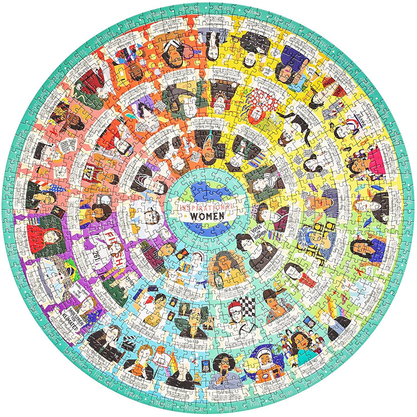 Ridley's Inspirational Women Circular 1000-Piece Jigsaw Puzzle