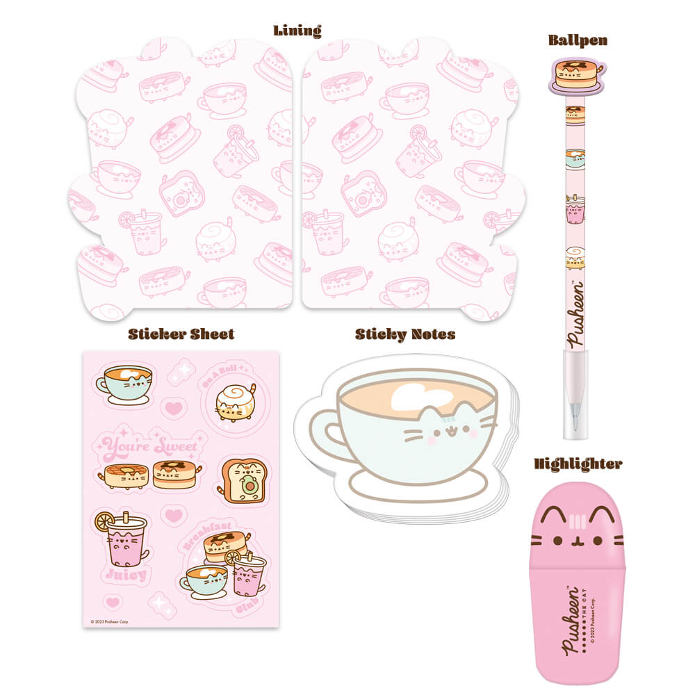 Pusheen Breakfast Club: Stationery Set - Notebook, Sticky Notes, Highlighter & Pen