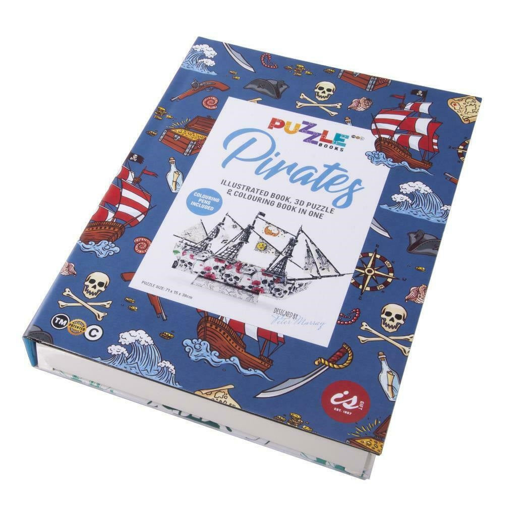 IS GIFT Illustrated 3D Puzzle Colouring Book - Pirates Kids Craft Activity