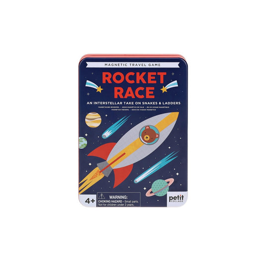 Petit Collage Rocket Race Magnetic Travel Game - Interstellar Snake & Ladders