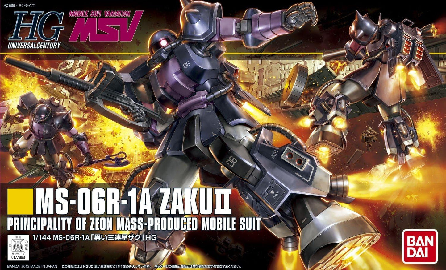 Bandai Gundam - 1/144 HGUC MS-06R-1A Zaku II (Black Tri-Stars Color) Model Kit