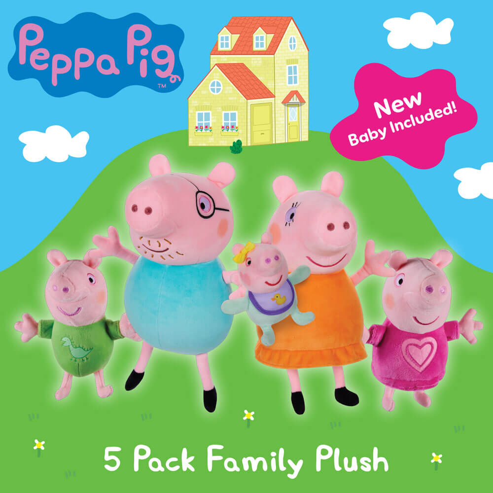 Licensed Peppa Pig Family 5 Piece Plush