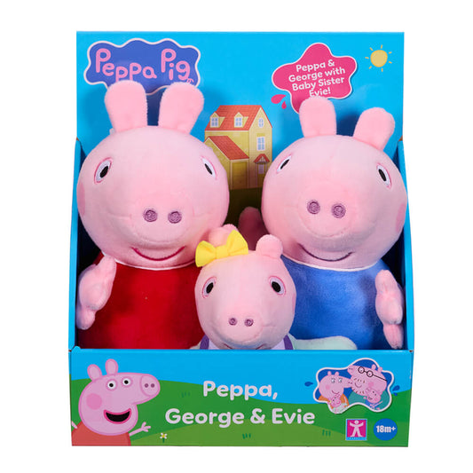 Licensed Peppa Pig Family 3 Piece Plush - Peppa Pig, George & Evie