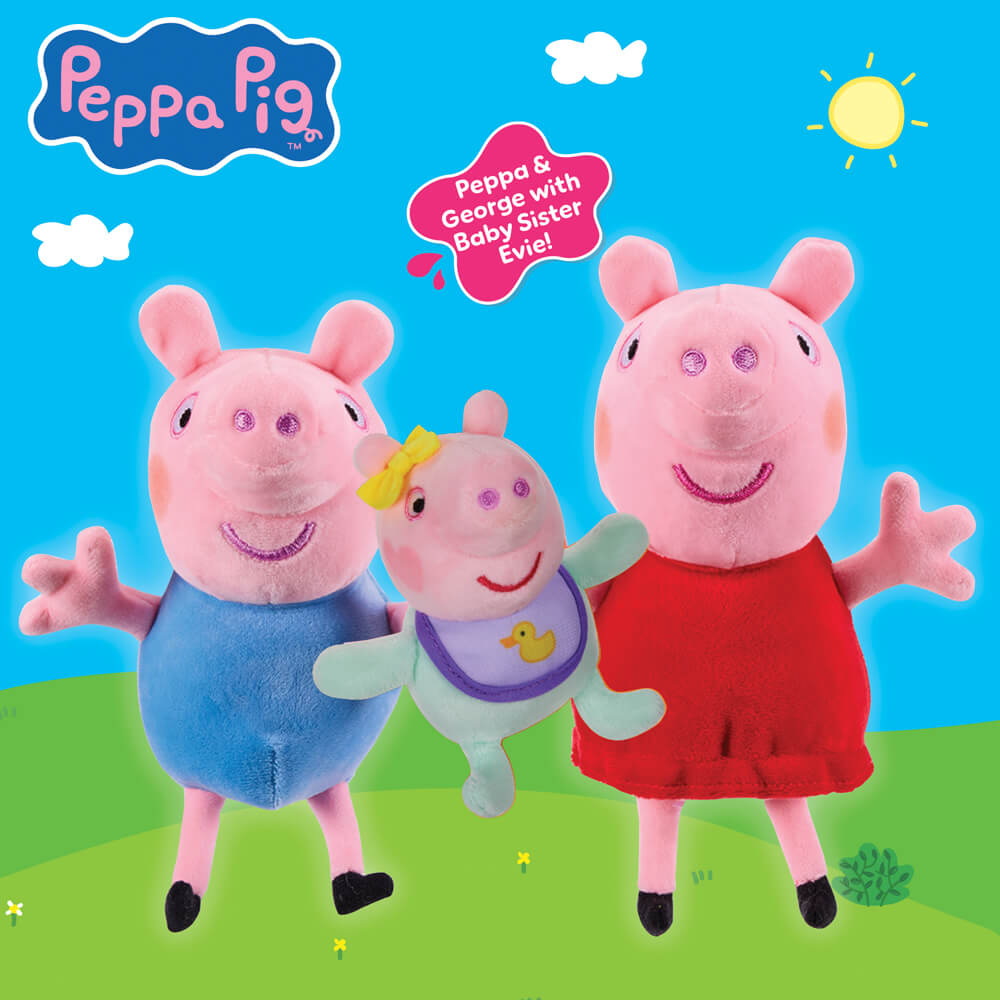Licensed Peppa Pig Family 3 Piece Plush - Peppa Pig, George & Evie
