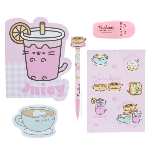 Pusheen Breakfast Club: Stationery Set - Notebook, Sticky Notes, Highlighter & Pen