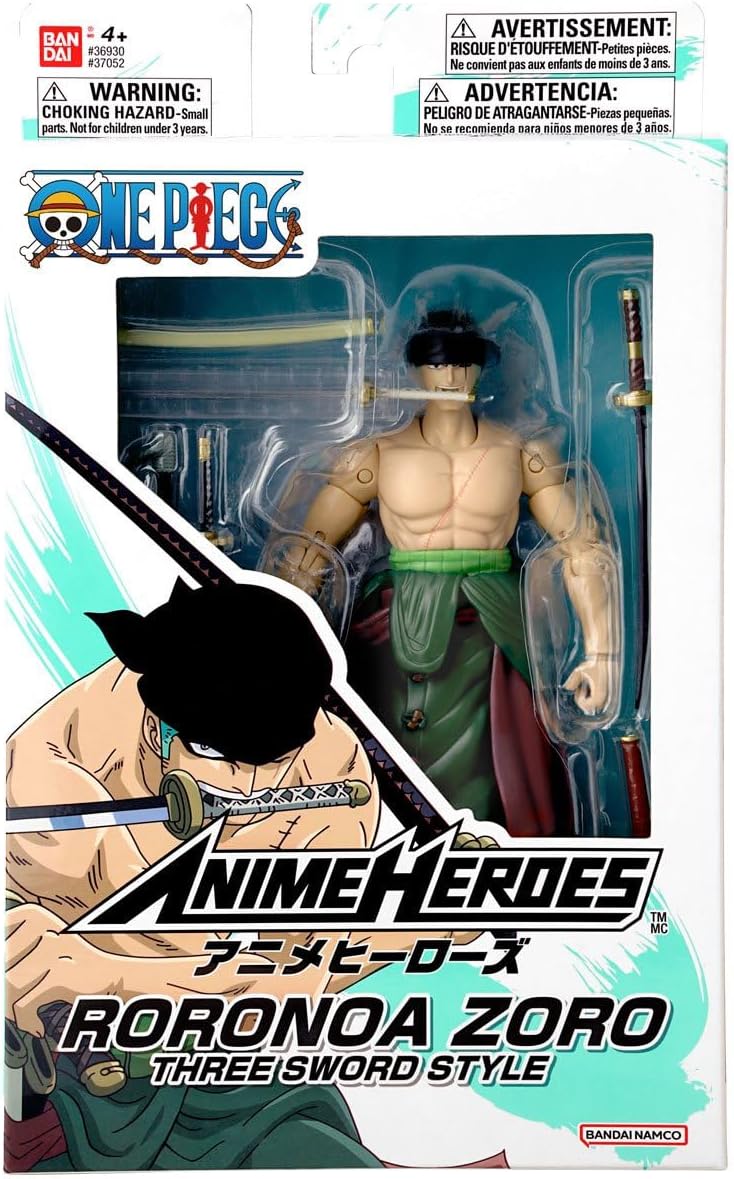 Bandai Anime Heroes One Piece Roronoa Zoro 6.5" Three Sword Style Action Figure